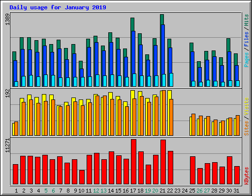 Daily usage for January 2019