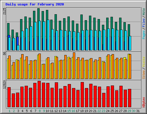 Daily usage for February 2020