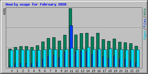 Hourly usage for February 2020