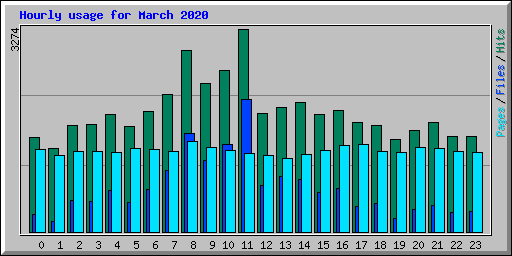 Hourly usage for March 2020