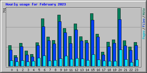 Hourly usage for February 2023