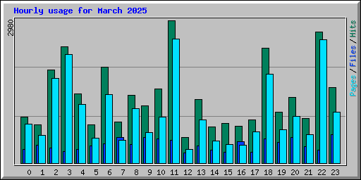 Hourly usage for March 2025